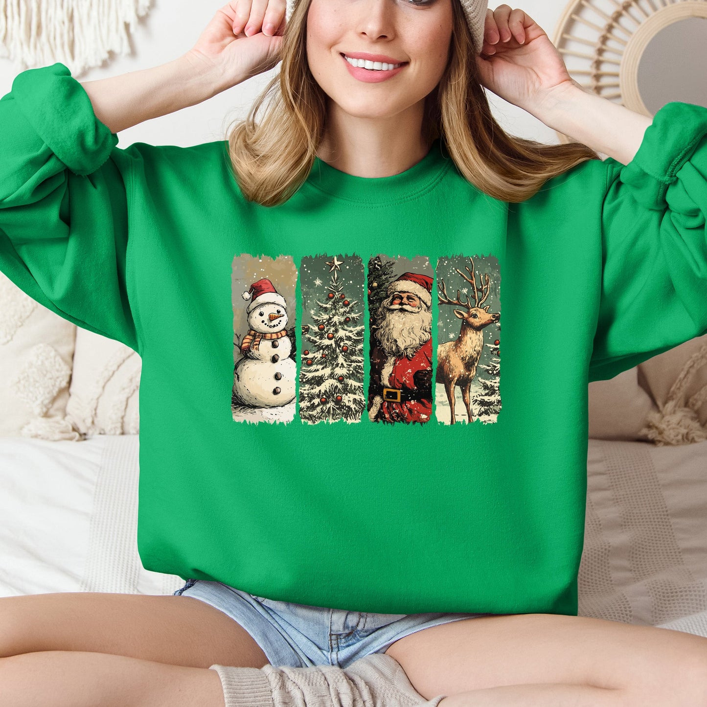 Santa, Snowman, Christmas Tree, Reindeer Sweatshirt