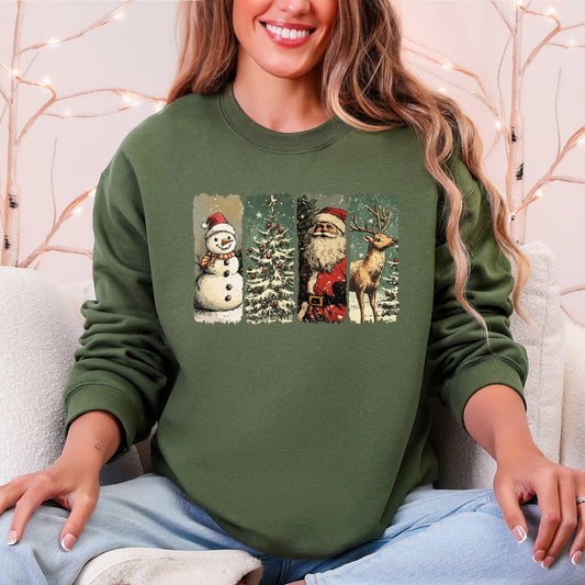 Santa, Snowman, Christmas Tree, Reindeer Sweatshirt