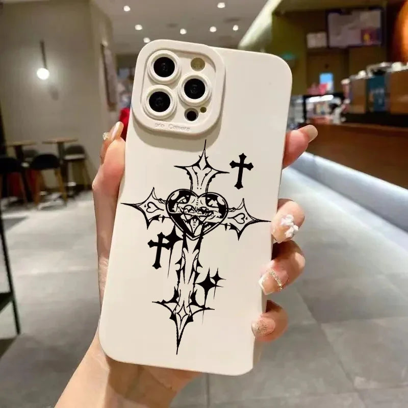 Luxury Black Cross Print Phone Case