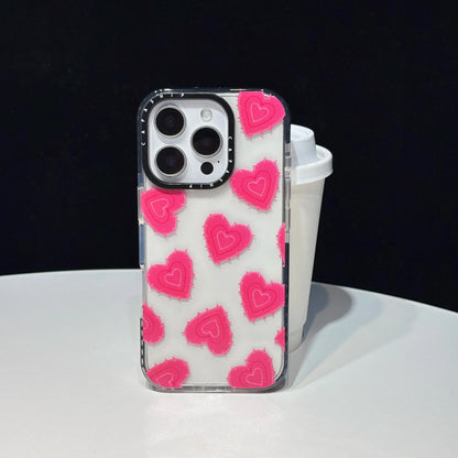 Rose Red Thorny Heart Pattern Transparent Phone Case For iPhone