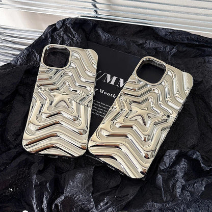 Bling Chromed Silver Gradient Five-pointed Star Phone Case