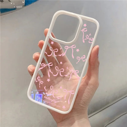 Pink Bowknot Clear Phone Case