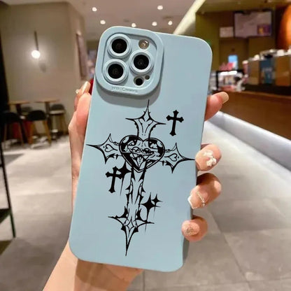 Luxury Black Cross Print Phone Case
