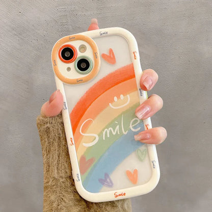 Cute Rainbow Love Heart Smile Shockproof Bumper Back Cover Phone Case