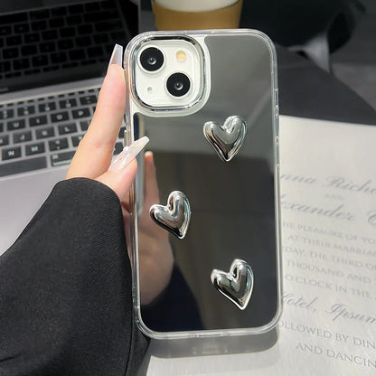 3D Love Heart Mirror Phone Case