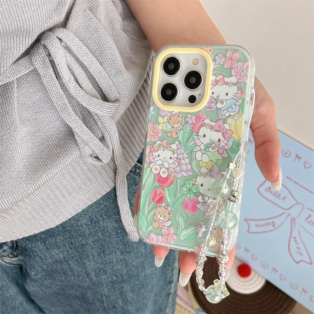 Cartoon Flowers Jelly Color Cute Hello Kitty Pattern Phone Case