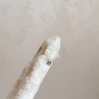 Soft Fluffy Plush bowknot Cat Ears 3D Pearl Phone Case