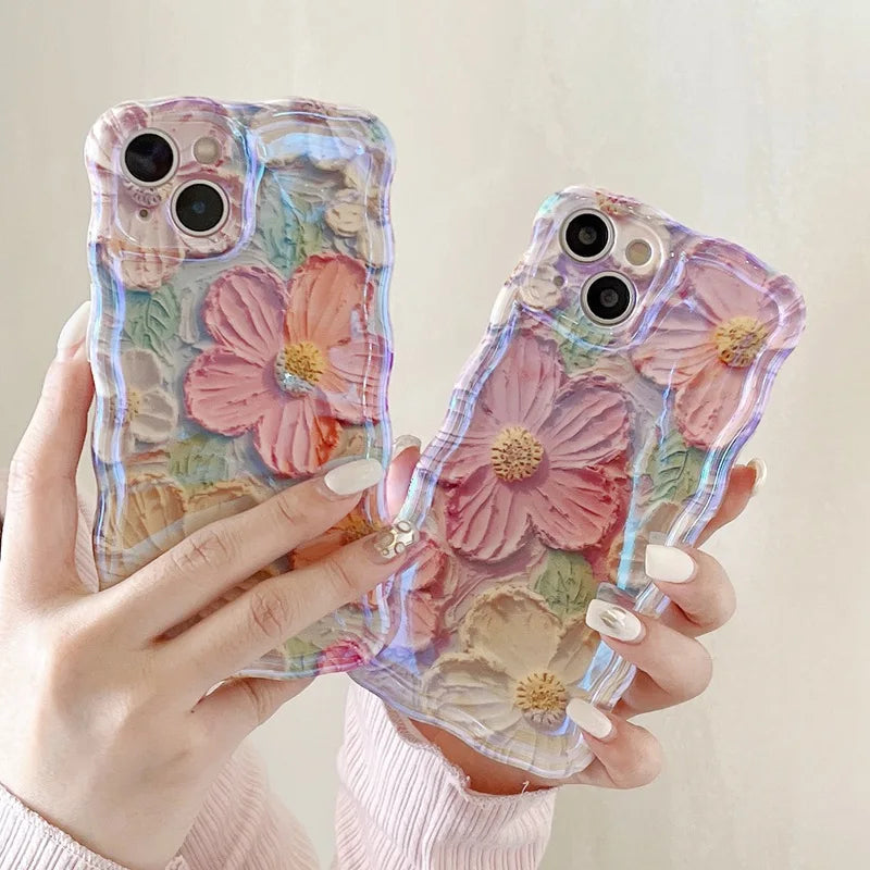 Retro Oil Painting Flowers Phone Case For iPhone
