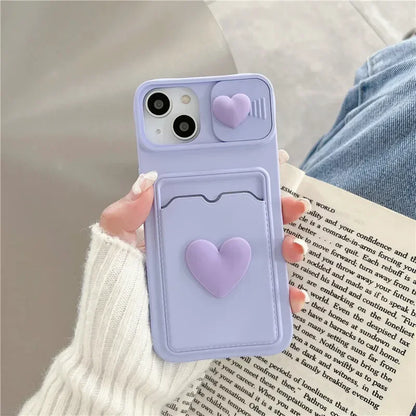 Simple Love Silicone Wallet Card Phone Case