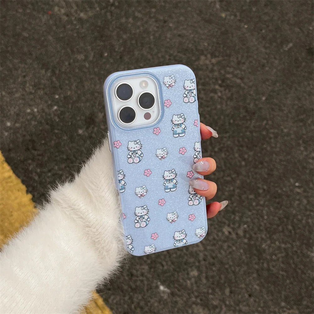 Blue Lovely Hello Kitty Baby Glitter Phone Case