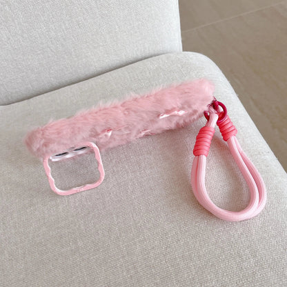 Simple Solid Color Plush Bow Pearl Plush Phone Case