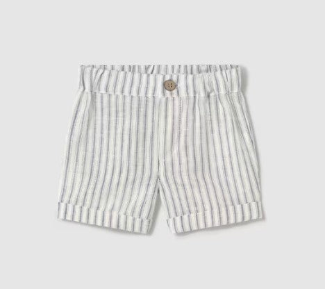 Linen Shorts in Natural with Stripe