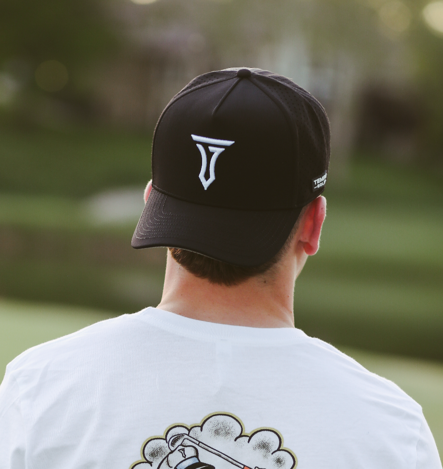 Iconic T 5 Panel Snapback Hat - Black Aaria Tees