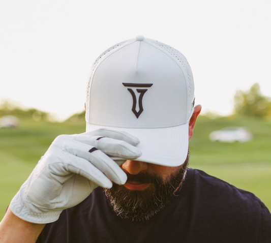 Iconic T 5 Panel Snapback Hat - White Aaria Tees