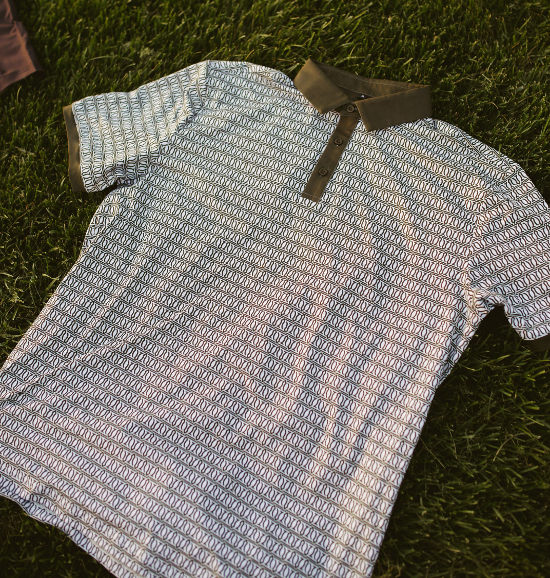 Sage Green Mosaic Performance Polo Aaria Tees