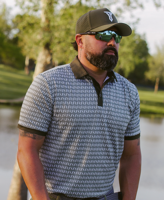 Sage Green Mosaic Performance Polo Aaria Tees