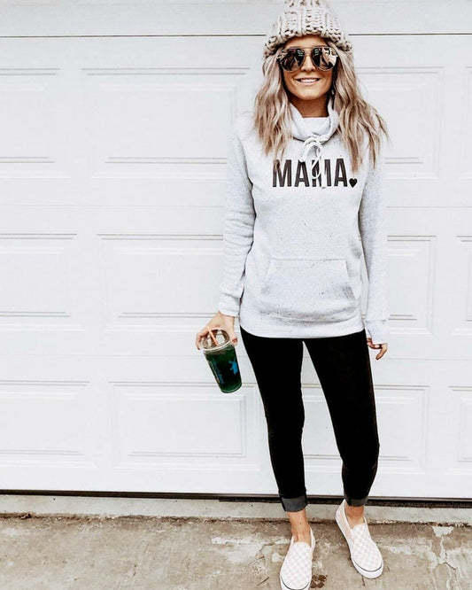 Grey Mama Cowl Neck Sweatshirt