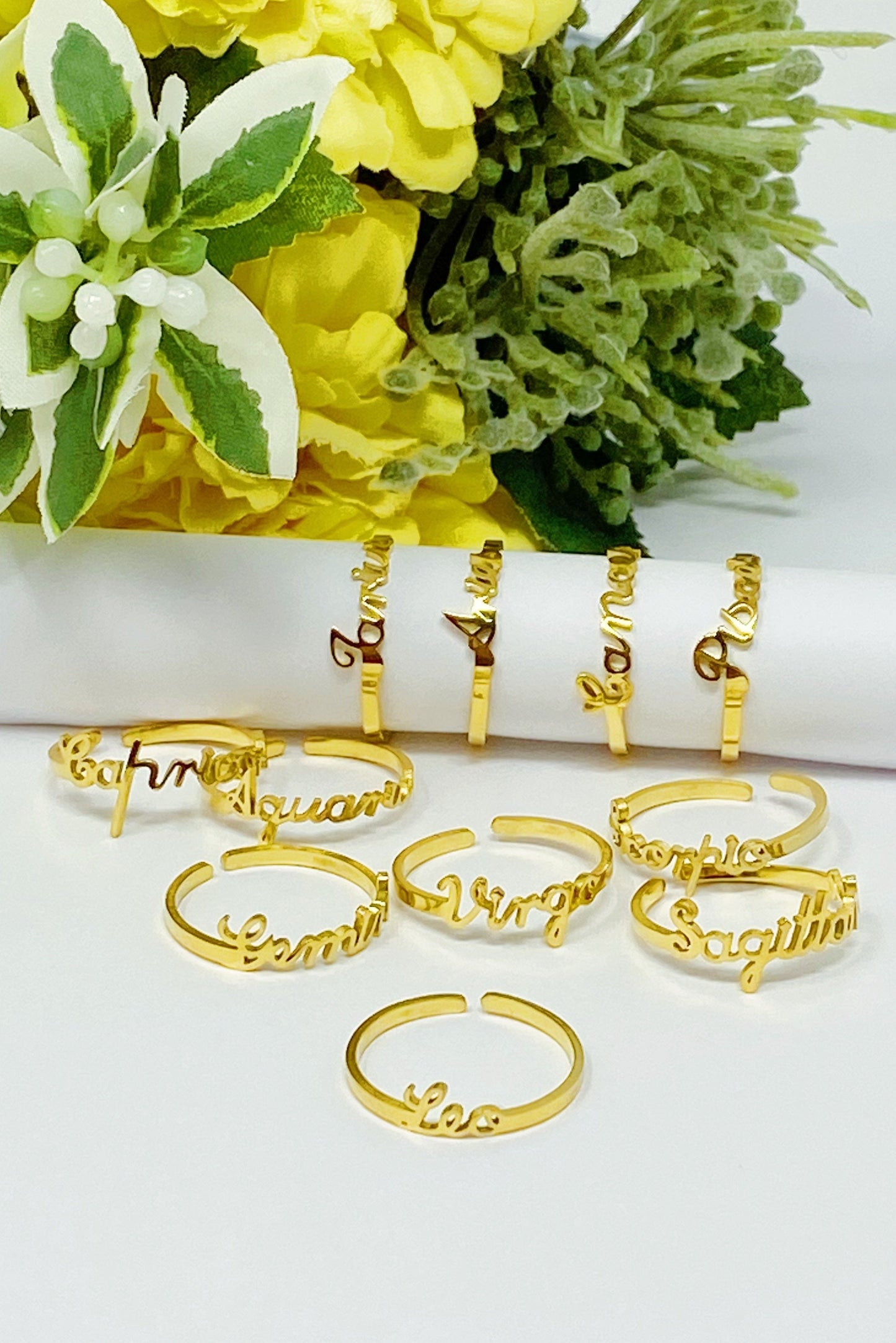 Scripted Zodiac Ring - Aaria Tees