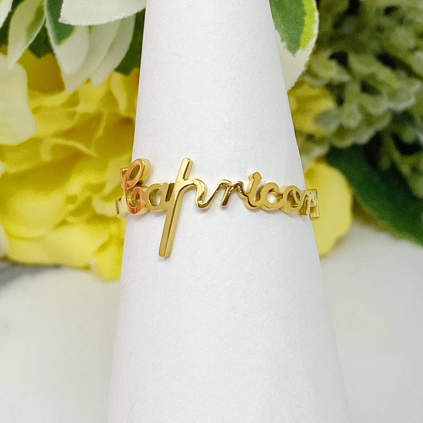 Scripted Zodiac Ring - Aaria Tees