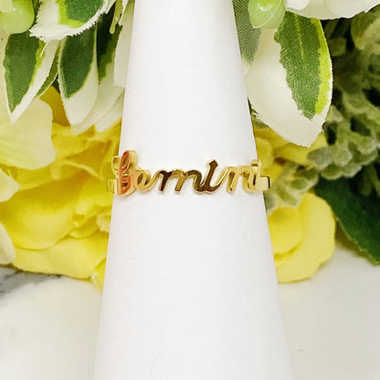 Scripted Zodiac Ring - Aaria Tees