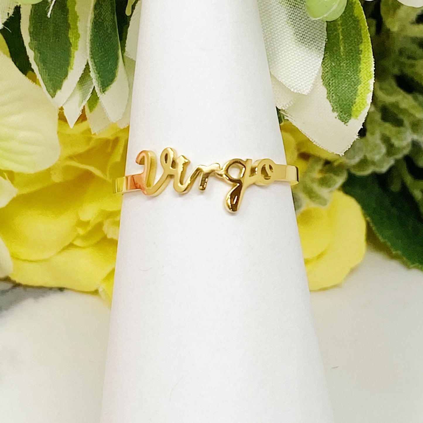 Scripted Zodiac Ring - Aaria Tees