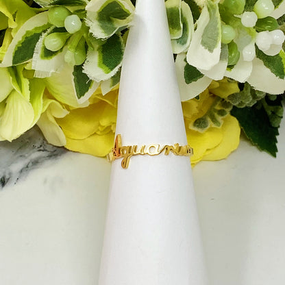 Scripted Zodiac Ring - Aaria Tees
