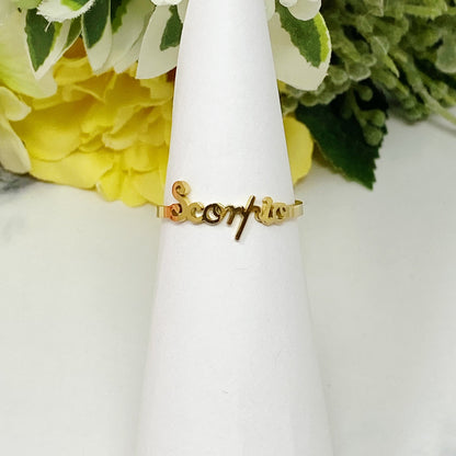 Scripted Zodiac Ring - Aaria Tees