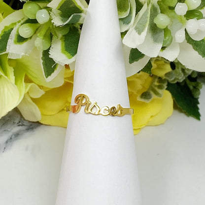 Scripted Zodiac Ring - Aaria Tees