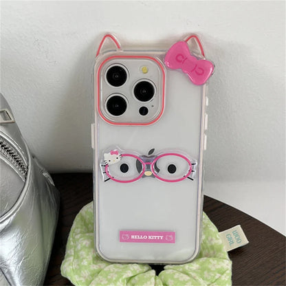 Cute Ears Glasses Hello Kitty Phone Case