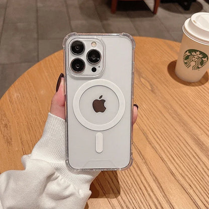 Luxury Shockproof Magsafe Wireless Charge Transparen Phone Case