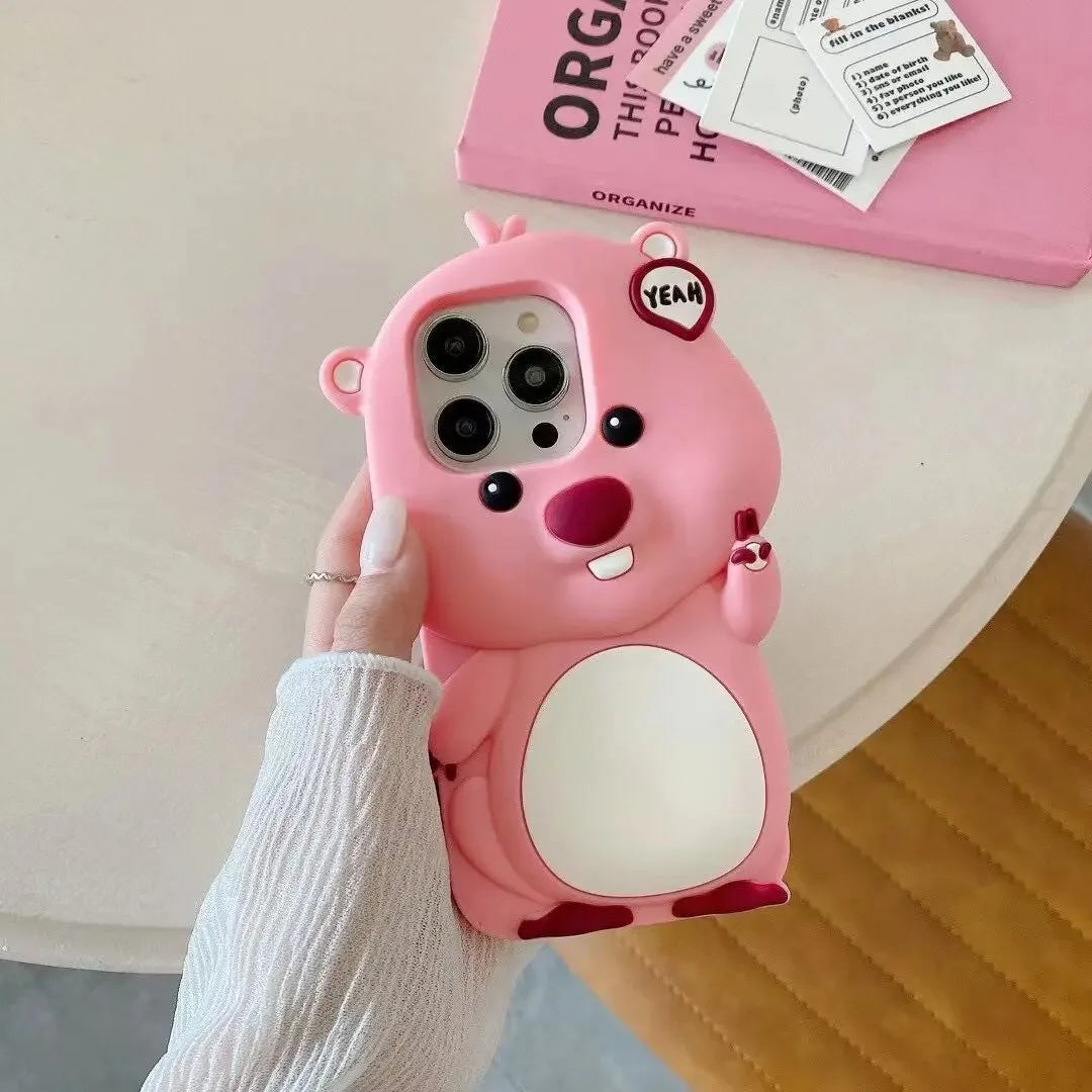 So Cute 3D Cartoon Pink Loopy Phone Case