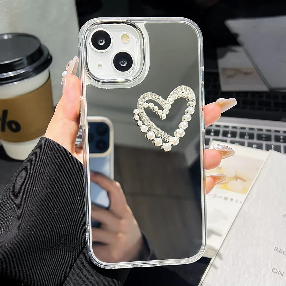 3D Love Heart Mirror Phone Case