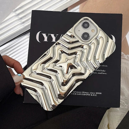 Bling Chromed Silver Gradient Five-pointed Star Phone Case
