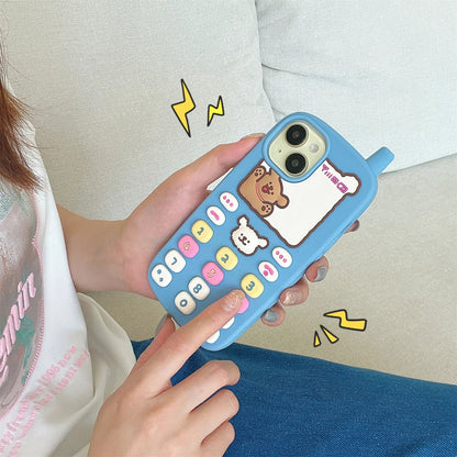 3D Cartoon Cute Bear Antenna Mobile Phone Case