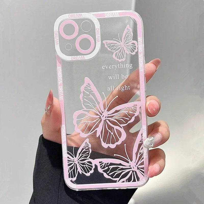 Cute Pink Butterfly Pattern Phone Case