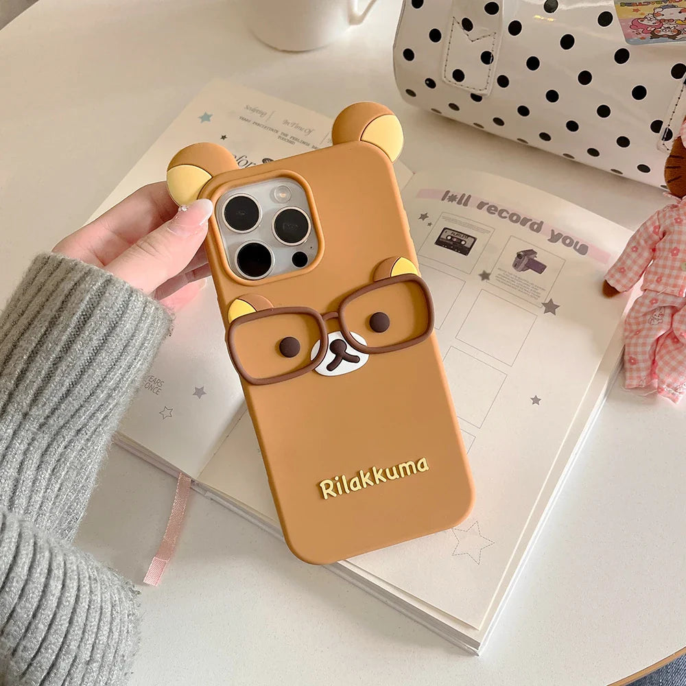 Cartoon Bear Glasses Rilakkuma Phone Case