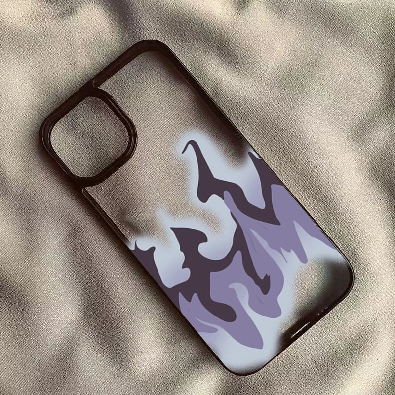 Black Purple Flame Hard Clear Phone Case