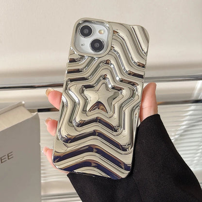 Bling Chromed Silver Gradient Five-pointed Star Phone Case
