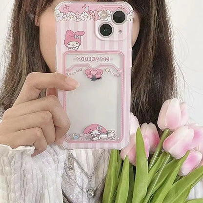 Kuromi Melody Card Holder Slot Bag Soft Silicone Phone Case For iPhone