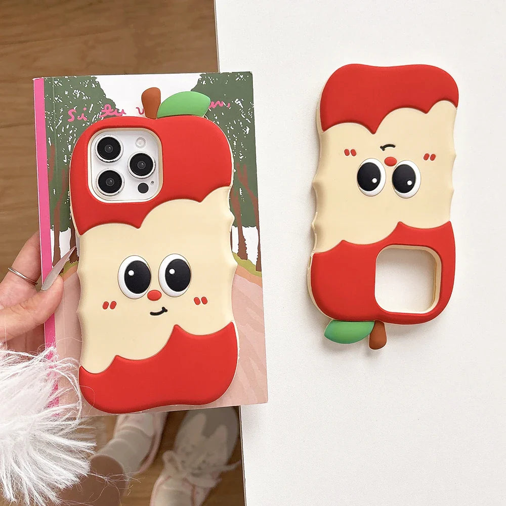 Funny 3D Cartoon Apple Designs Soft Silicone Phone Case