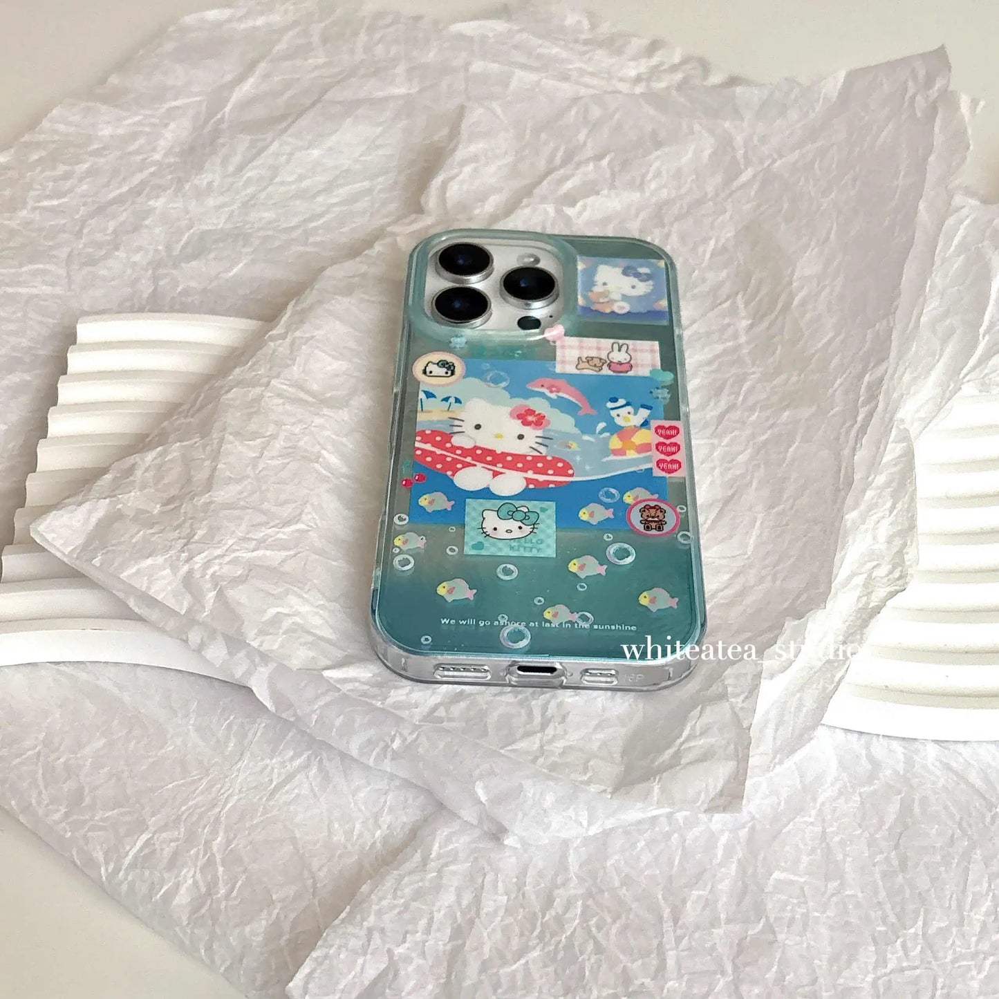 Y2k Girl Ins Summer Blue Oceans HelloKitty Cats Phone Case