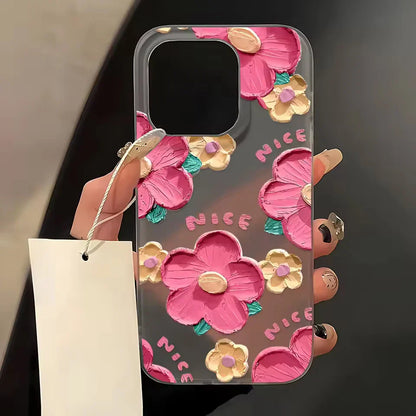 Oil Painting Flower Simple Phone Case For iPhone