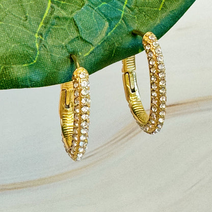 Shine Covered Oval Hoop Earrings