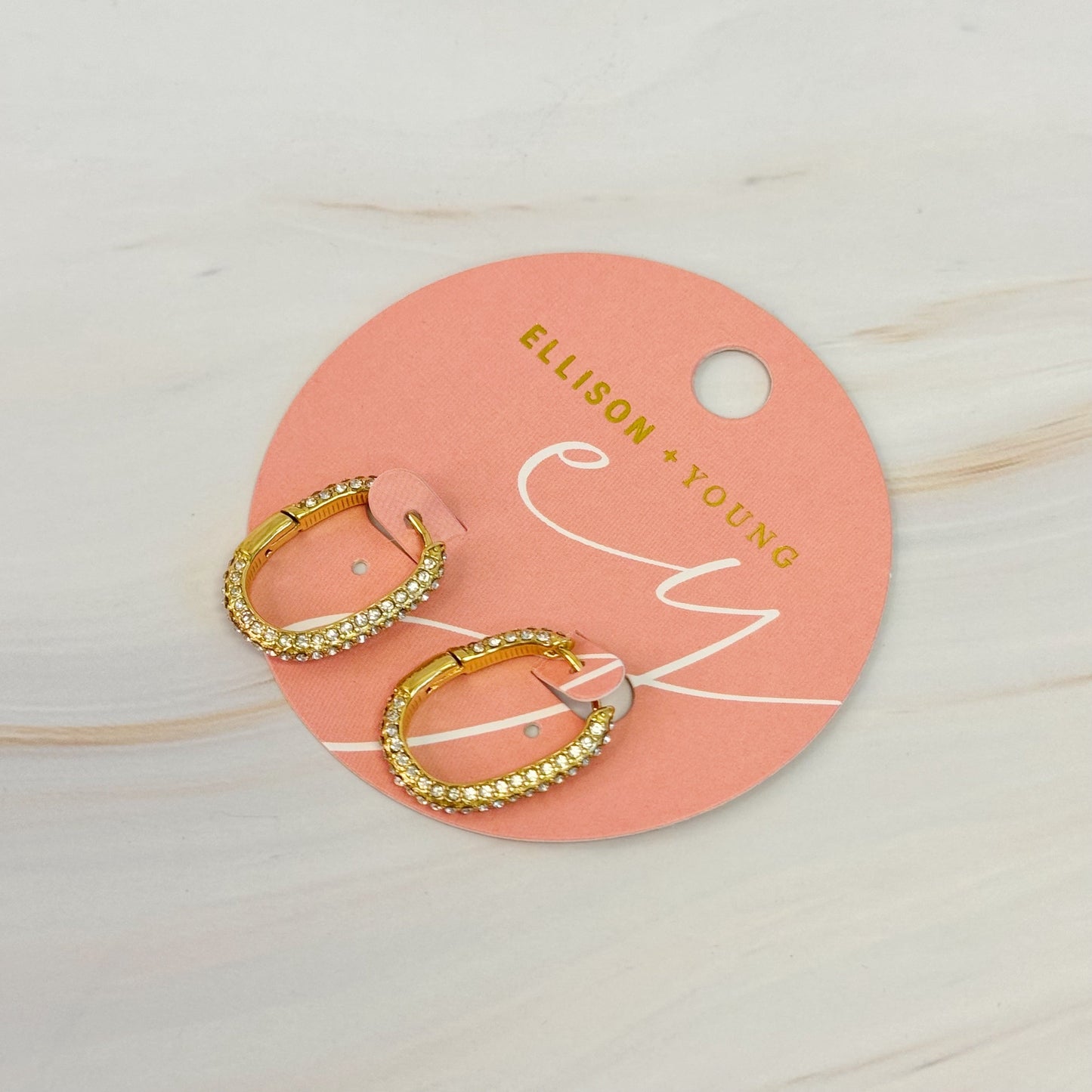 Shine Covered Oval Hoop Earrings