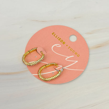 Shine Covered Oval Hoop Earrings