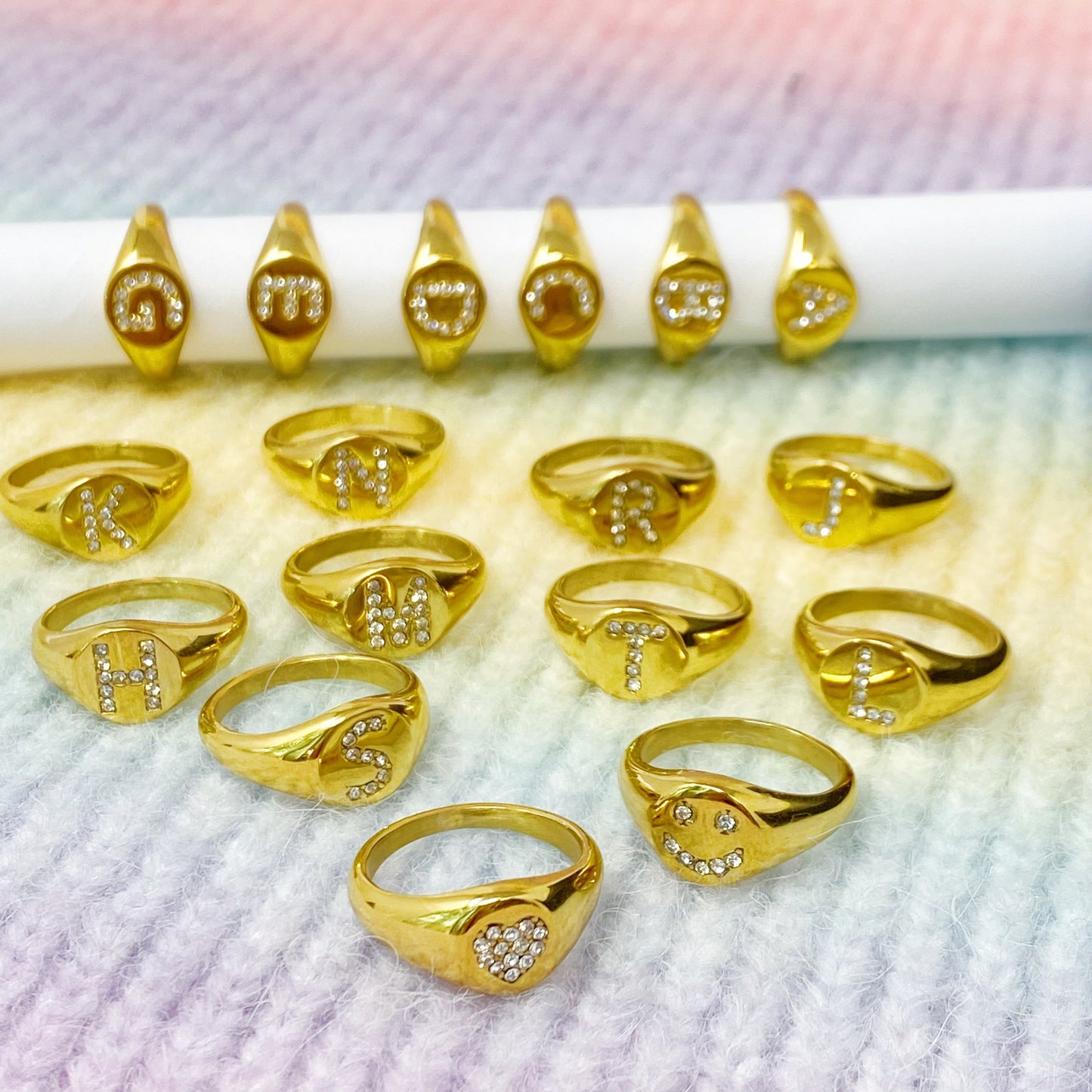 Shine Me Initial Ring - Aaria Tees