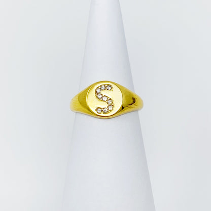 Shine Me Initial Ring - Aaria Tees