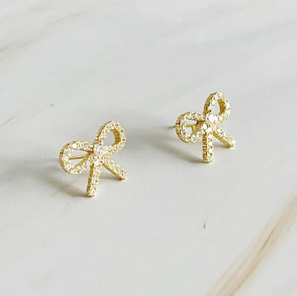 Shine Mini Bow Sterling Silver Earrings