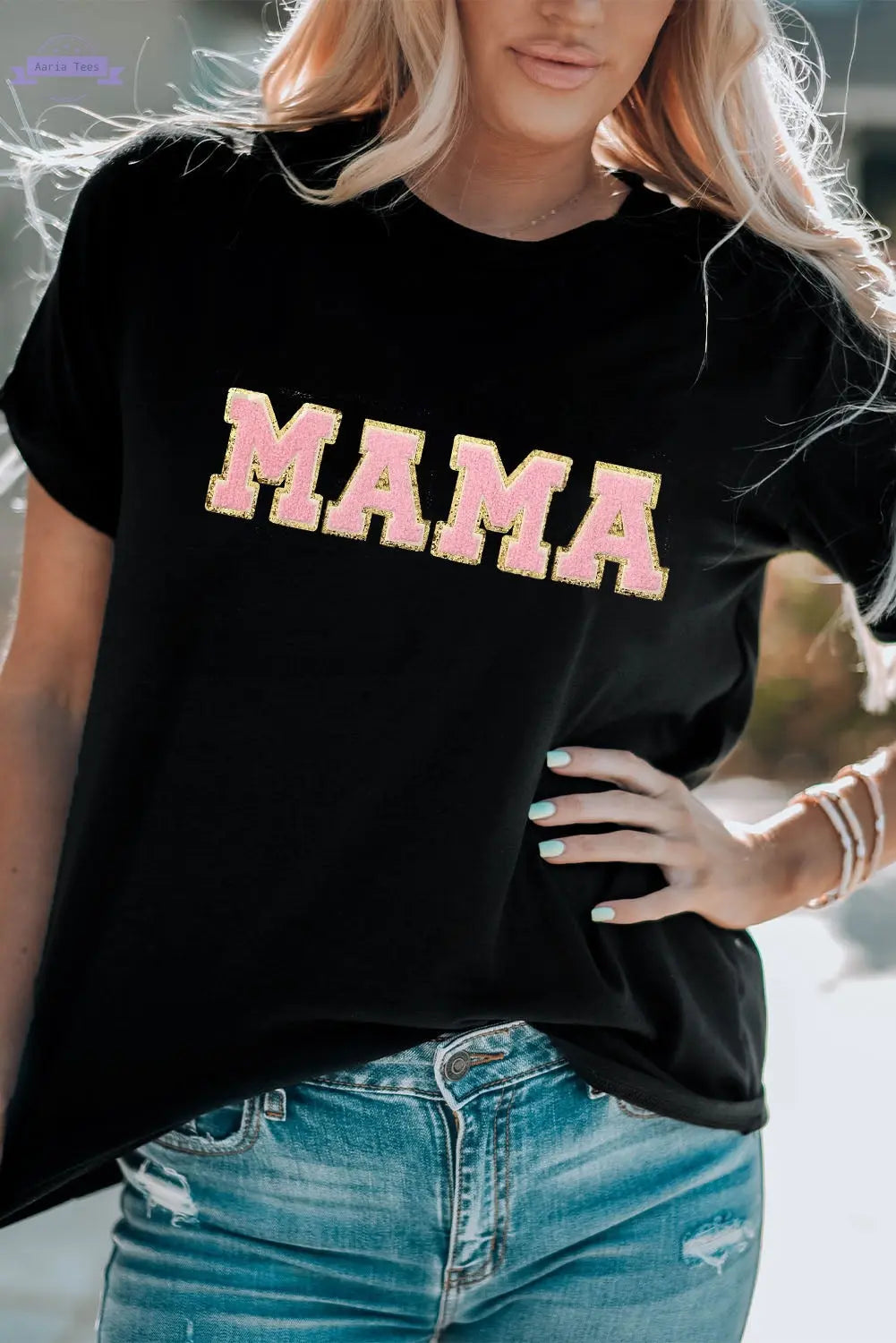 Sierra MAMA Chenille Graphic Tee Threaded Pear