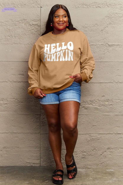 Simply Love Full Size HELLO PUMPKIN Graphic Sweatshirt Trendsi